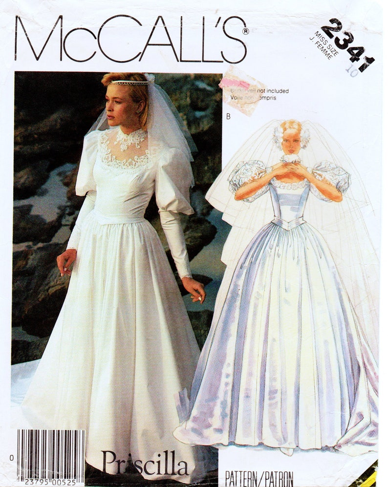 Vintage McCall's 2341 Priscilla, Elegant Misses Bridal Gown Sewing Pattern Size 10 Bust 32.5 image 1