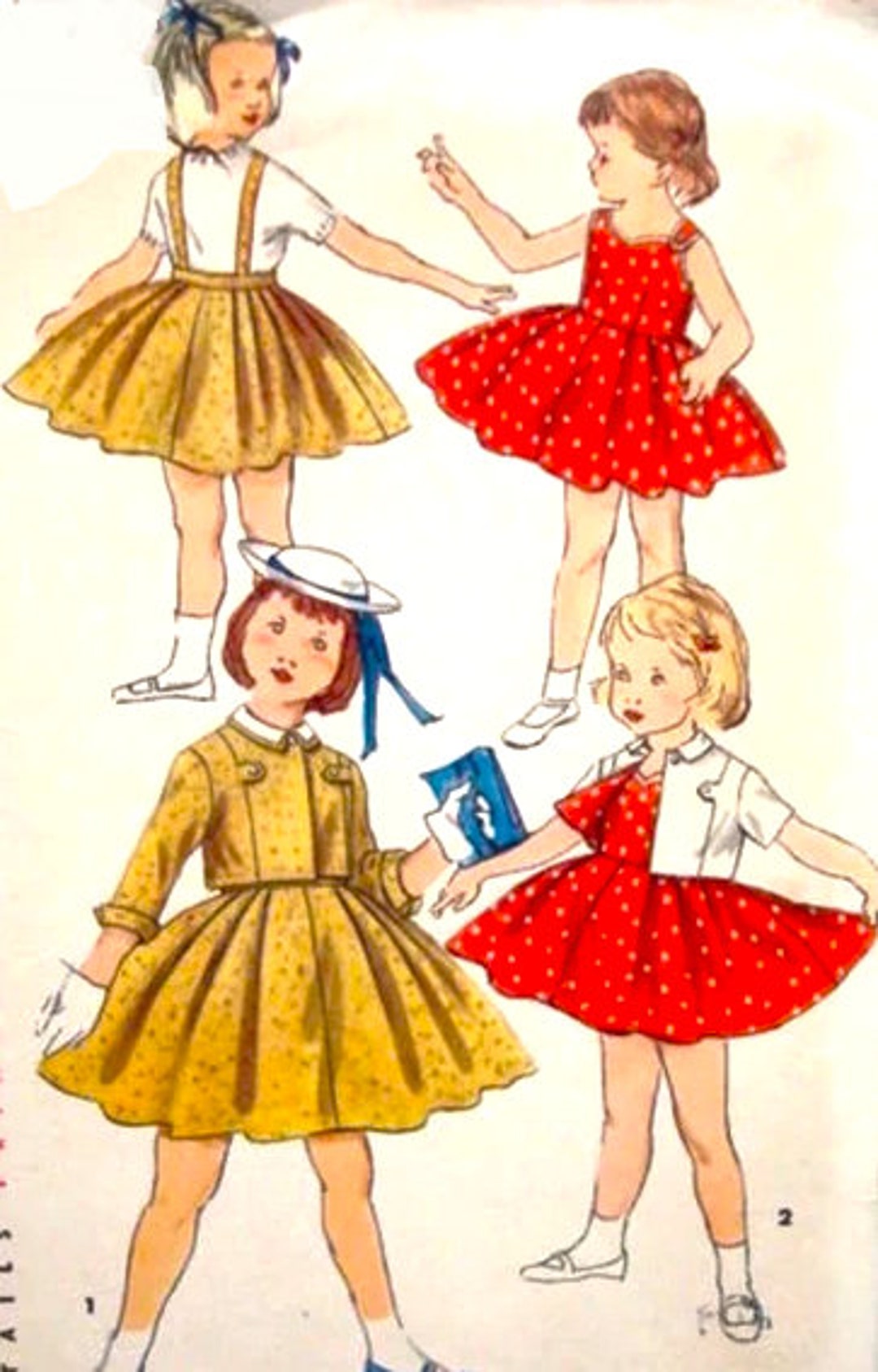 1950s Party Dress Sewing Pattern: Simplicity 1480, Girls' Size 5 - Etsy