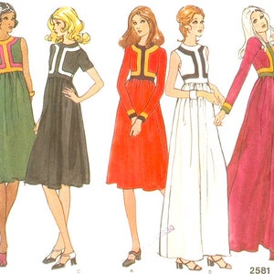 Vogue Basic Design 2581 Misses 70's Maxi Dress with Contrasting Bands Size 6, B30.5 FF image 1