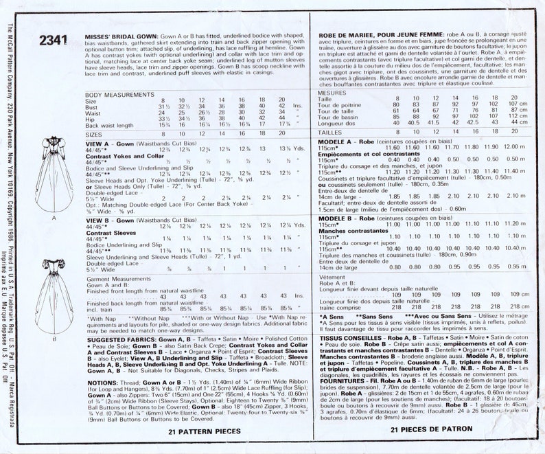 Vintage McCall's 2341 Priscilla, Elegant Misses Bridal Gown Sewing Pattern Size 10 Bust 32.5 image 2