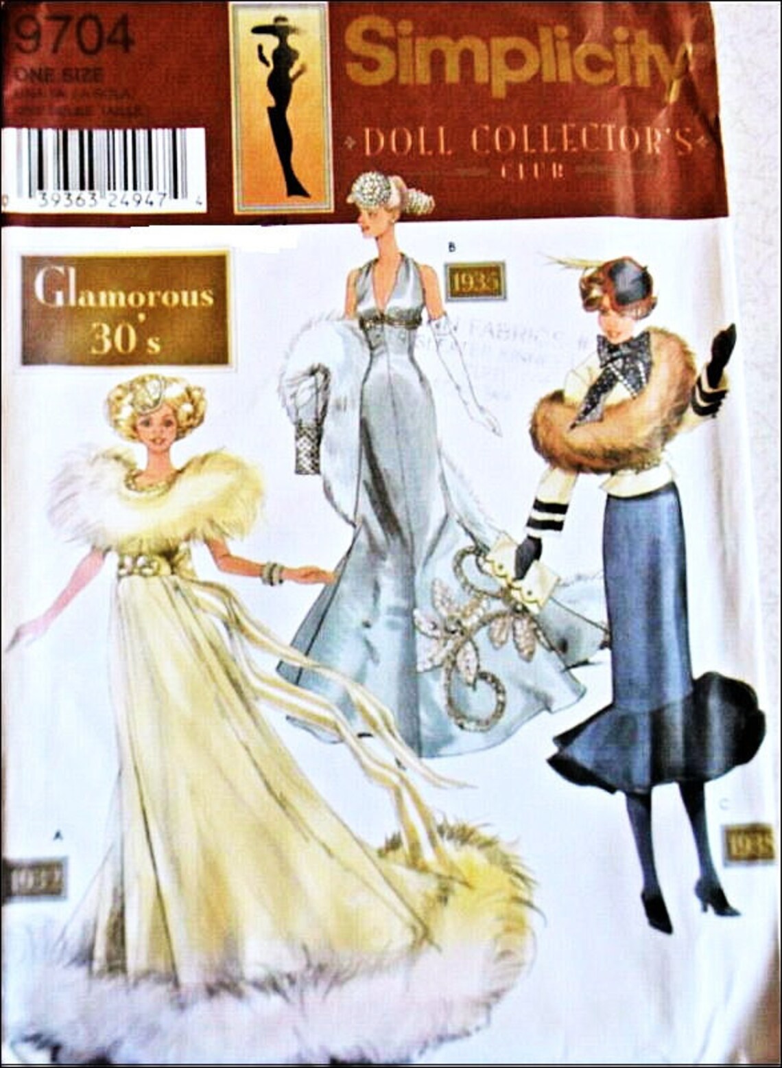 11 1/2" Fashion Doll Sewing Pattern Glamorous 30's Doll Collection ...