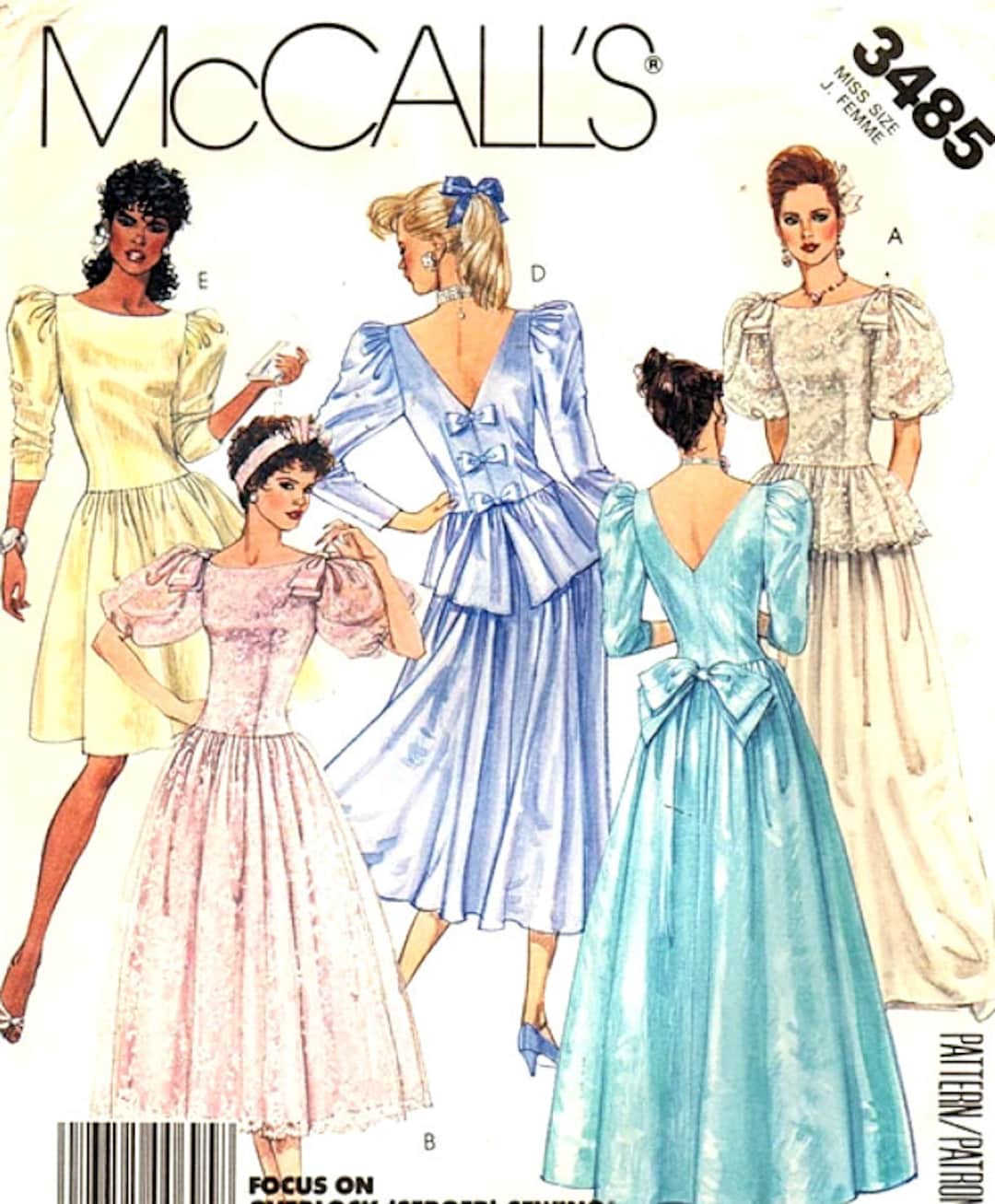 80s cocktail dress pattern Mccall's 3485 Evening Dress Vintage 80's Sewing Pattern Size 10 FF