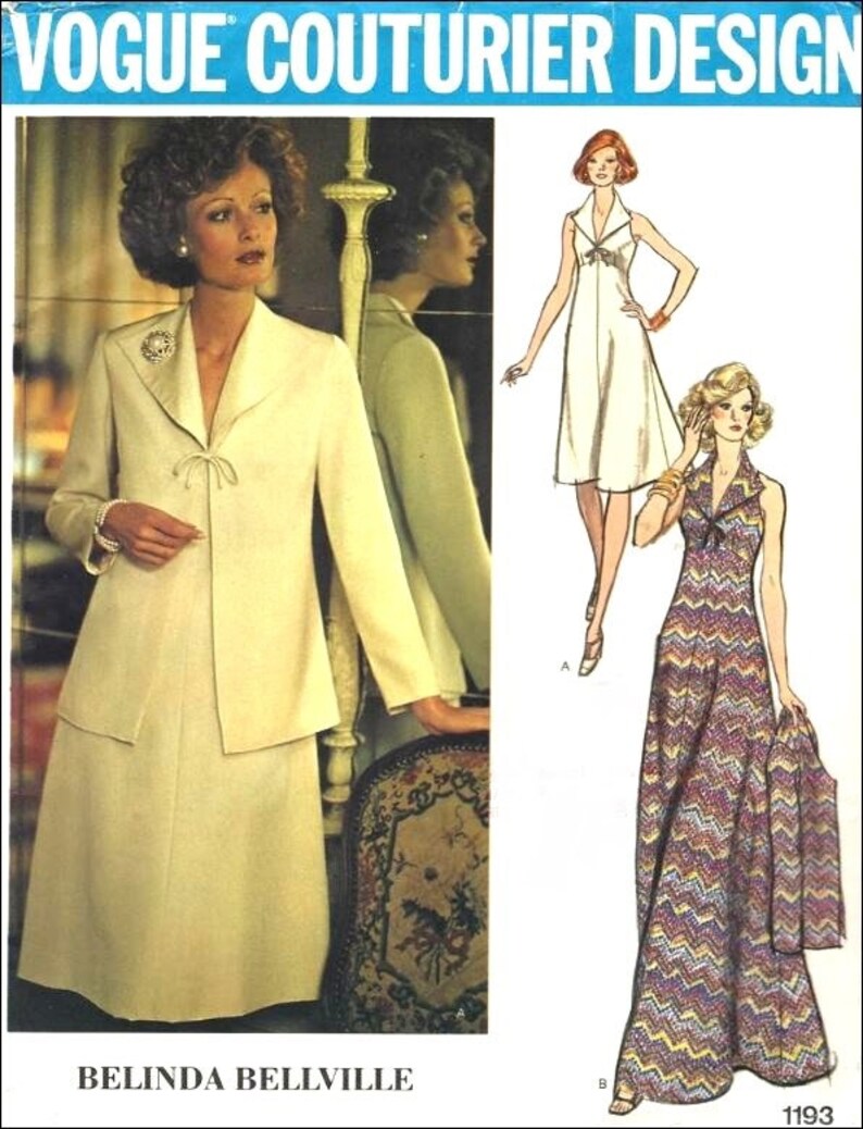 Vogue Couturier Design 1193 Misses Evening Dress and Jacket Sewing Pattern B31.5 Designer Belinda Bellville image 2