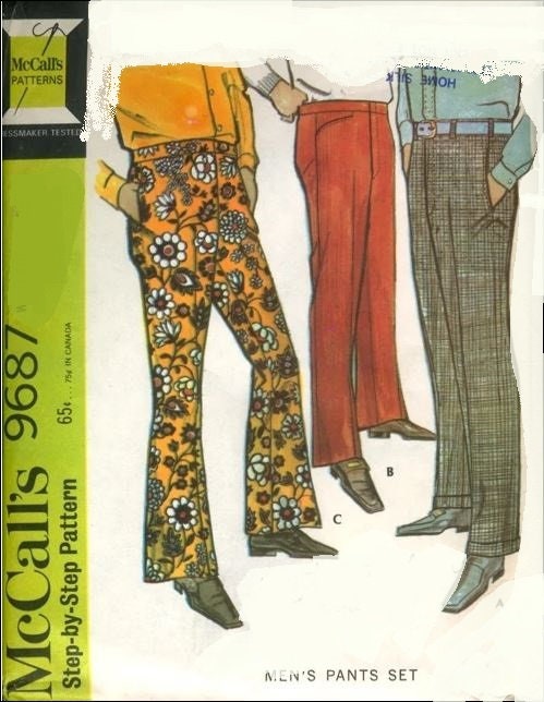 70's Sewing Pattern for Men's Straight Cuffed or Bell - Etsy