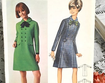 Butterick 4518 Misses' Designer Slim Dress with Bias Collar, Double Breasted Button Trim Sewing Pattern Size 14 FF