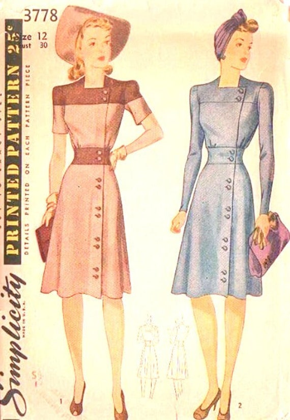 1940s Wrap Dress Sewing Pattern: Simplicity 3778, Bust 30" - Etsy