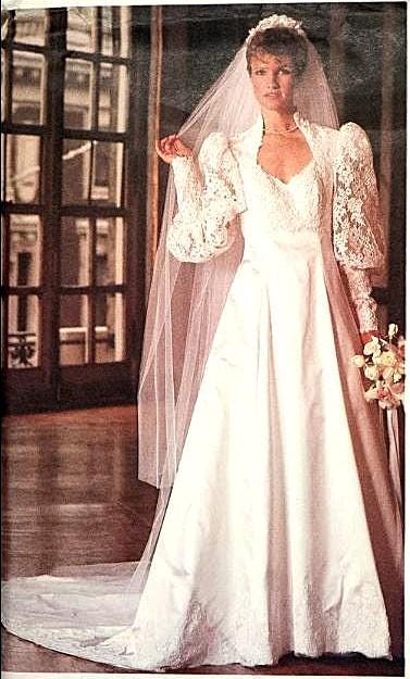 Vintage Vogue Bridal Original 1091 Misses 80's Wedding Gown