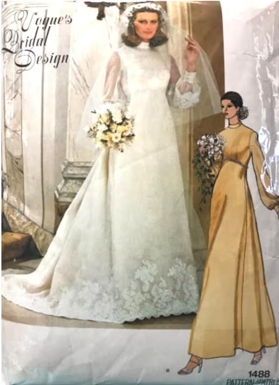 Vintage Vogue Bridal Design 1488 Misses 80's Wedding Gown
