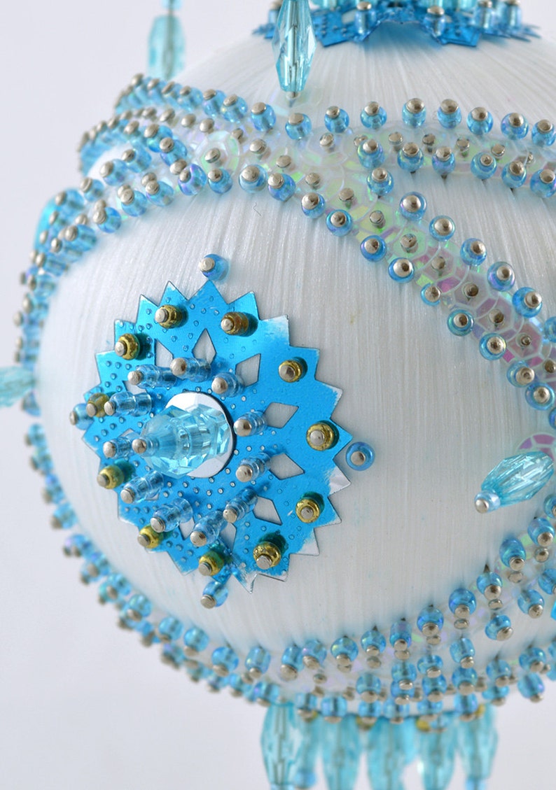 Satin beaded Christmas ornament kit Turquoise Garden Etsy
