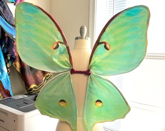 Green LUNA MOTH Fairy Wings for Halloween Costume Medium Size