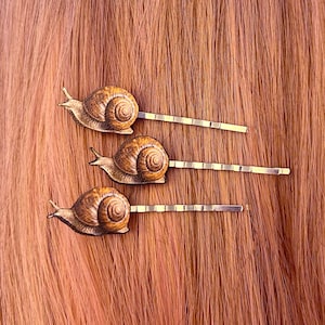 Cottagecore Snail Hair Pins, Whimsical Hair Accessory, Set of 3, Renaissance Festival Hairstyle Accent Hair Pin, Snail Lovers Christmas Gift