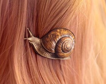 Cottagecore Snail Hair Clip, Whimsical Hair Accessory, Renaissance Festival Hairstyle Accent Hair Pin, Snail Lovers Gift Christmas Gift