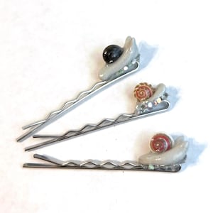 Tiny Snail Hair Pins, Snail Gifts, Cottagecore Hair Pin, Fairy Costume Accessory, Set of 3