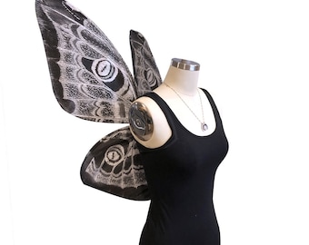 Alas de polilla para disfraz de Halloween para mujer: alas de polilla blancas y negras