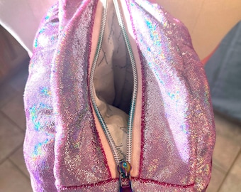 Small Pink Snail Shell Backpack in Pink Glitter