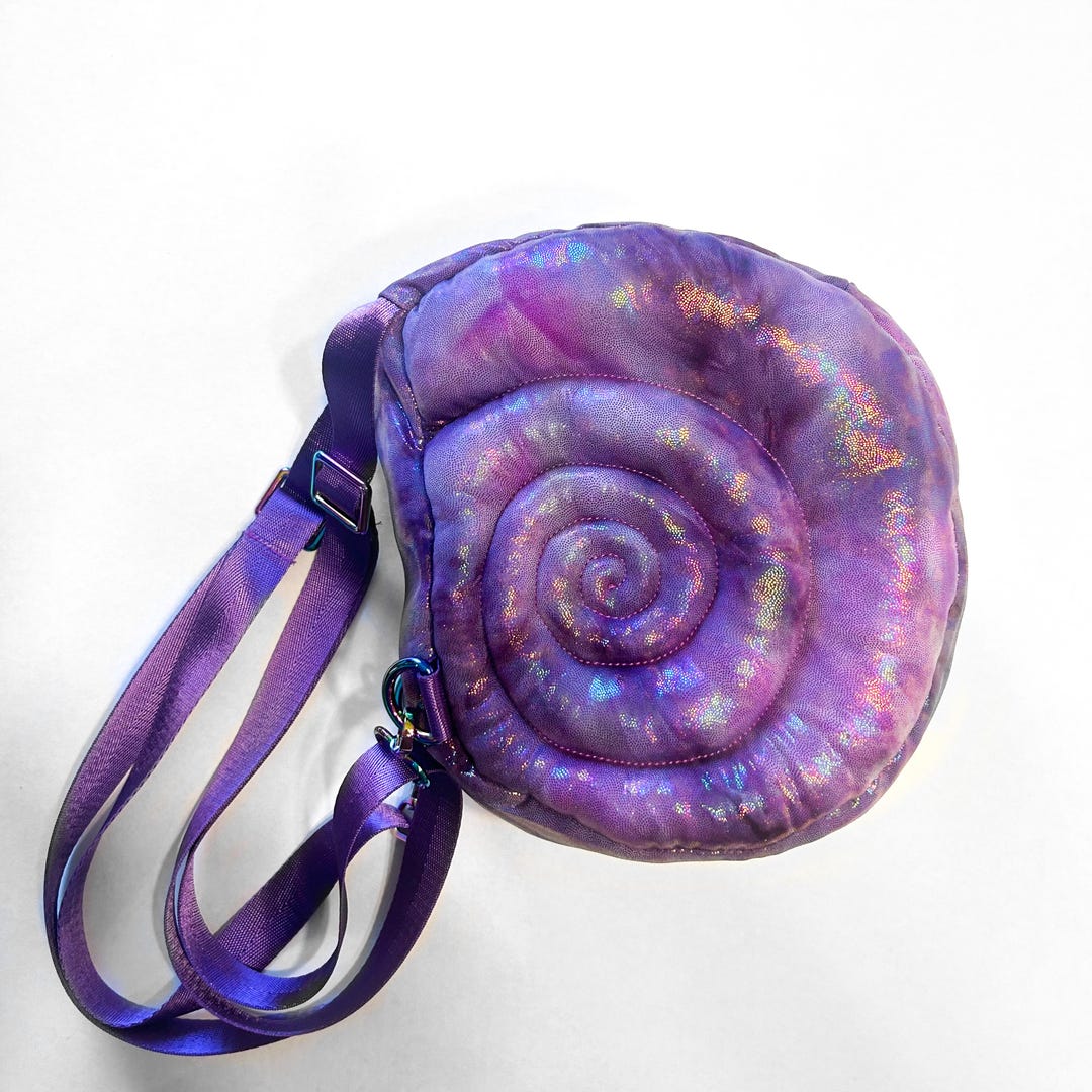 Ren Faire Bag, Goblincore Snail Shell Backpack in Iridescent Purple ...