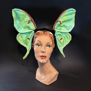 Small Luna Moth Headpiece Costume Headband Millinery, Unique