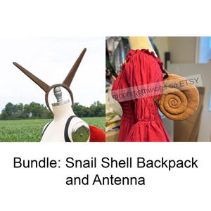 Bundle Antenna And Snail Shell Backpack in Brown, Ren Faire Accessories, Festival Bag, Cottagecore Snail Costume, Squishy Snail