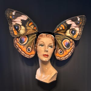 Small Buckeye Butterfly Costume Headpiece, Millinery Headband, Unique