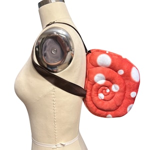 Mushroom Snail Shell Backpack in Red and White, Fly Agaric Inspired