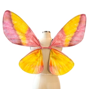 Medium Rosy Maple Moth Costume Wings for Halloween Pink and Yellow