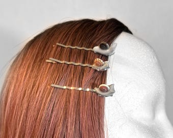 Tiny Snail Hair Pins, Snail Gifts, Cottagecore Hair Pin, Fairy Costume Accessory, Set of 3