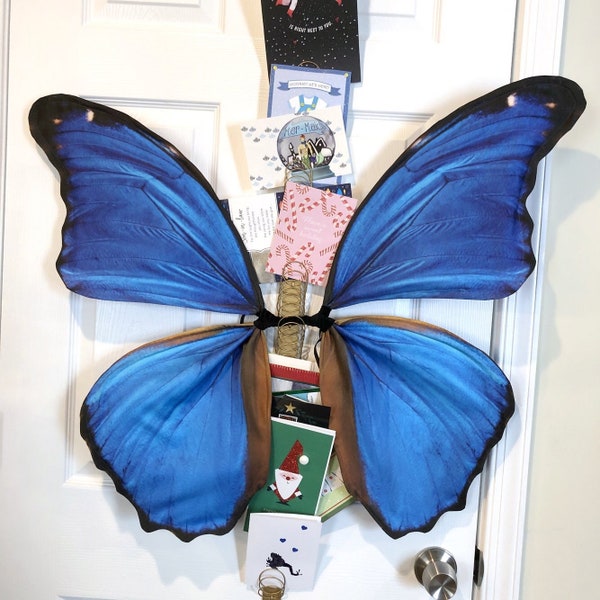 Both Sides Blue Butterfly Costume Wings for Halloween Morpho medium size