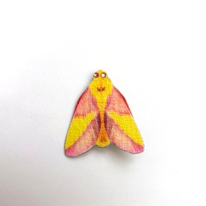 Small Rosy Maple Moth Brooch - Gift for moth lovers, Gifts for Her