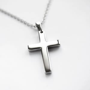 Glossy titanium cross,Carved cross, Christian Titanium necklase,Titanium jewelry Gift, Gift for her for him,Jesus christ