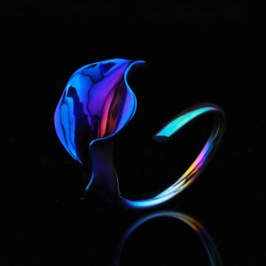 Luxury Titanium Calla's Ring,Titanium band women,Purple titanium band,Titanium ring women,Handmade Jewelry gift,Gift for her