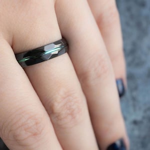 Black Titanium ring with a colored stripe. Titanium Wedding Ring,Unique titanium bands,Titanium ring,Handmade Jewelry gift