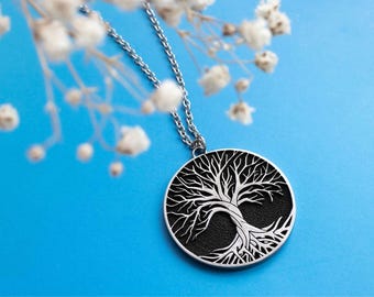 Titanium pendant Tree,Unique Titanium necklase,Titanium jewelry Gift,Gift for her for him,Black tree pendant, Handmade jewellery gift