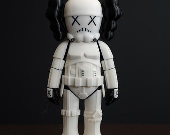 3D Printed Kaws-Inspired Stormtrooper Figure – Custom Colors – 7x4x2 in – Collectible Art Toy