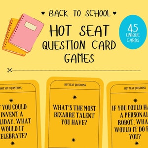 Heiße Sitz Fragen Karten, Back to School, Lehrer, Schüler, Eisbrecher, Konversation, Spaß, interaktiv, Eingriffs, neue Klasse, Printable