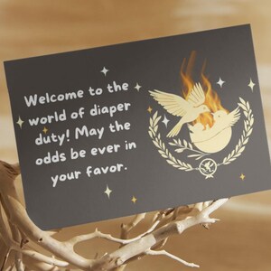 New Baby Card, Gravidanza, Distopico, Stampabile, Download istantaneo, Che le probabilità siano sempre a tuo favore, Pannolino, busta per carte 5x7, PDF fai da te