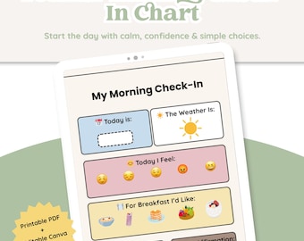 Toddler Morning Routine Chart Printable | Visual Daily Check-In | Editable Canva Template | Montessori Morning Schedule | Ages 2-5