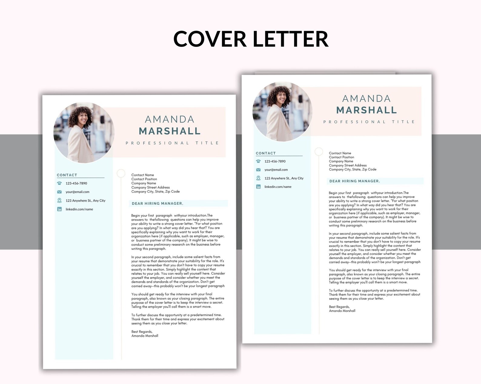 Ats-friendly Resume/cv Template Editable Canva Designs Cover Letter