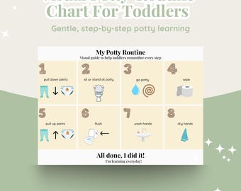 Toddler Potty Training Chart Printable | Visual Potty Routine | Montessori Bathroom Chart | Gentle Potty Learning | Preschool PDF