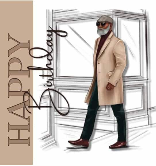 The Stylish Gent – Birthday Card | African American Man | Dapper Black Man | Silver Fox | BCC12