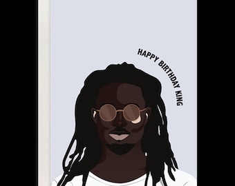 Black man birthday card, Happy Birthday King Greeting Card, Black Male, Dreadlocks, African American man | Rasta Man, Locs - BCC56