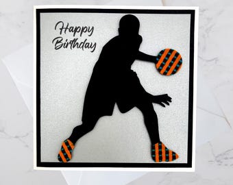 Handmade Black Male Sports Birthday Cards | African Fabric | Cards for Him | Basketball | Football | Baller | African American | BCC27