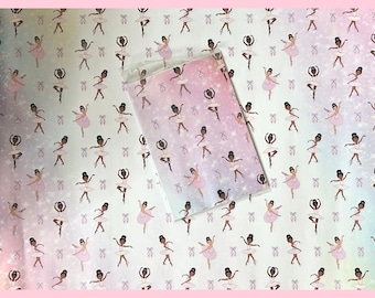 Ballerina wrapping paper, ballerina girls with assorted skin tones, birthday gift wrap for black girls, any occasion gift \BCC12