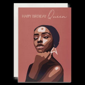 Happy Birthday Queen,  Black greeting cards, Afrocentric cards, Black girl magic, ethnic cards,  Black women, African American woman - BCC56