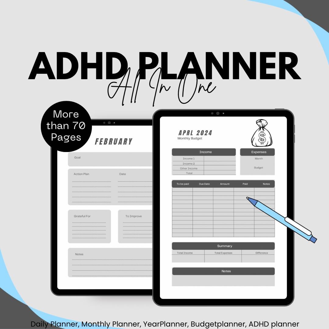 ADHD Digital Planner, iPad Planner, Daily Planner, Weekly Planner ...