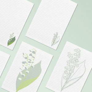 Papel de carta de lirio de los valles, imprimible, diferentes diseños