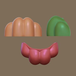 Three pack hollow fursuit toes - small medium large - STL file for 3D printing comes with TPU settings