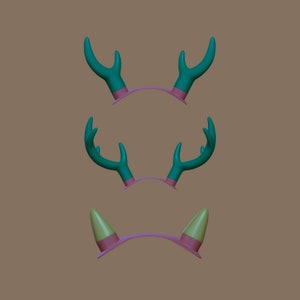 Deer antler trio with headband for use with magnets - STL file for 3D printing