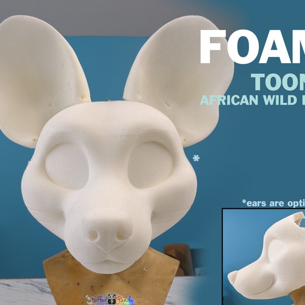 DIY gran perro salvaje africano toony o base de espuma canina para fursuit o cabezas de mascotas