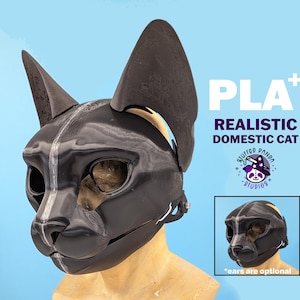 Realistic domestic house cat feline base hinged with elastic printed in PLA+