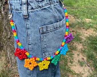 Rainbow kandi star belt loop chain
